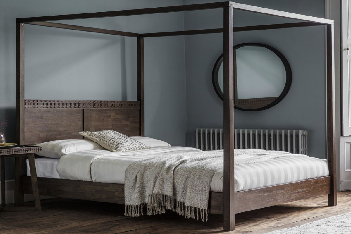 View 50 Kingsize Brown Wooden Four Poster Bed Frame Meadow information
