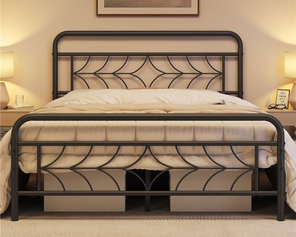 View 46 Standard Double Black Metal Bed Frame Star Inspired Design Franklin information