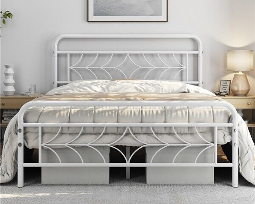 View Modern Metal Bed Frame 2 Colours Strong Frame Franklin information