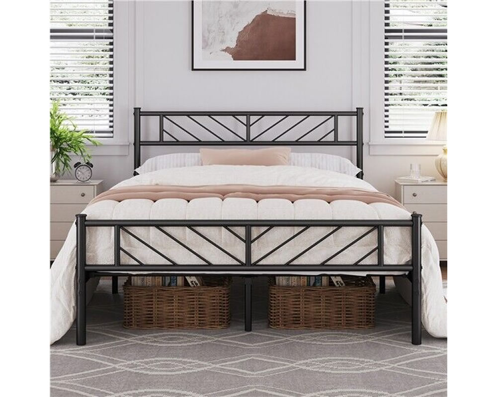 View 46 Standard Double Black Metal Bed Frame Modern Inspired Design Liberty information
