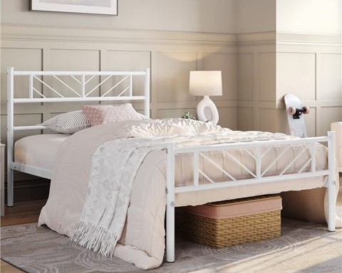 Liberty Metal Bed Frame - 3'0'' Standard Single White 