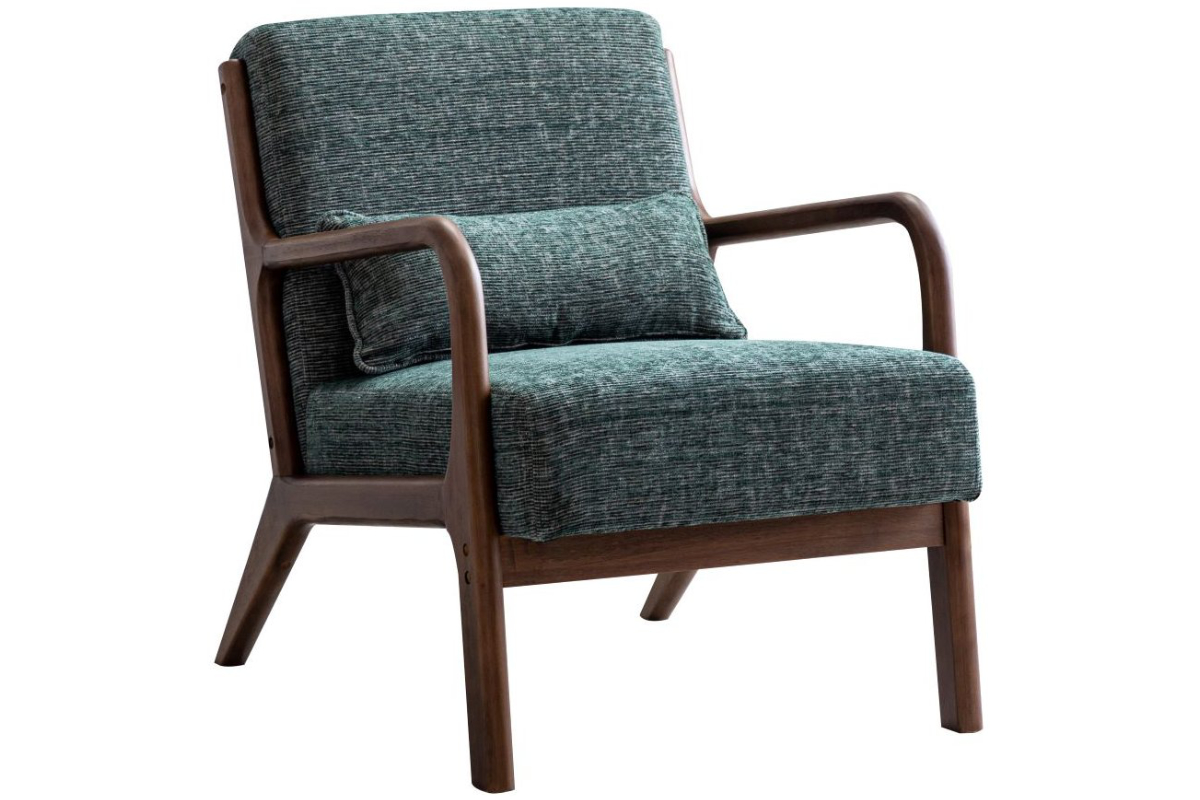 View Woven Green Inca Occasional Side Bedroom Accent Lounge Chair Scandi Retro Design Soft Touch Fabric Hardwood Robust Frame Inca Khali Chair information