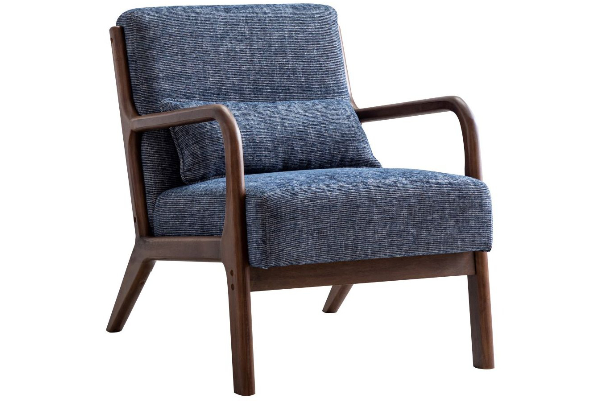 View Woven Blue Inca Occasional Side Bedroom Accent Lounge Chair Scandi Retro Design Soft Touch Fabric Hardwood Robust Frame Inca Khali Chair information