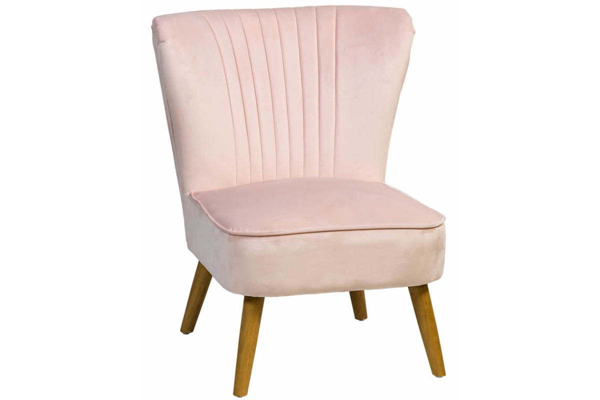View Shell Pink Velvet Bedroom Accent Chair Opulent Upholstered Velvet Occasional Chair Hardwood Honey Oak Legs Stitched Shell Design information