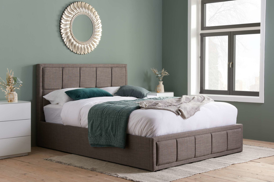 View Grey Fabric King Size Ottoman Storage Bed Frame Hannover information