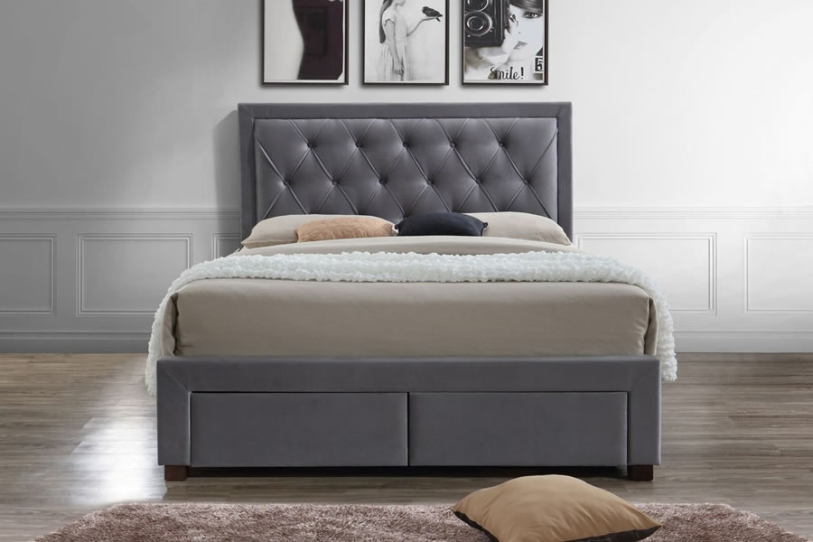 Woodbury Fabric Storage Bed Frame, Fabric Bed Frame King With Storage