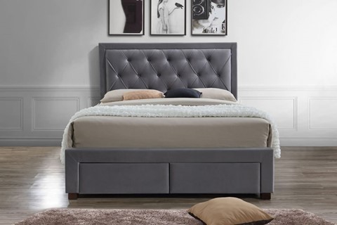 Woodbury Fabric Bedframe - 5'0'' Kingsize Grey 