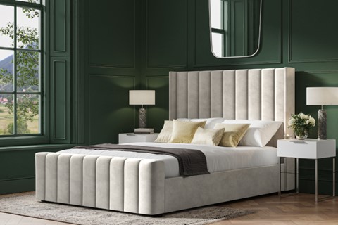 Kilworth  6'0'' Super King size Light Grey Velvet Fabric Ottoman Bed Frame