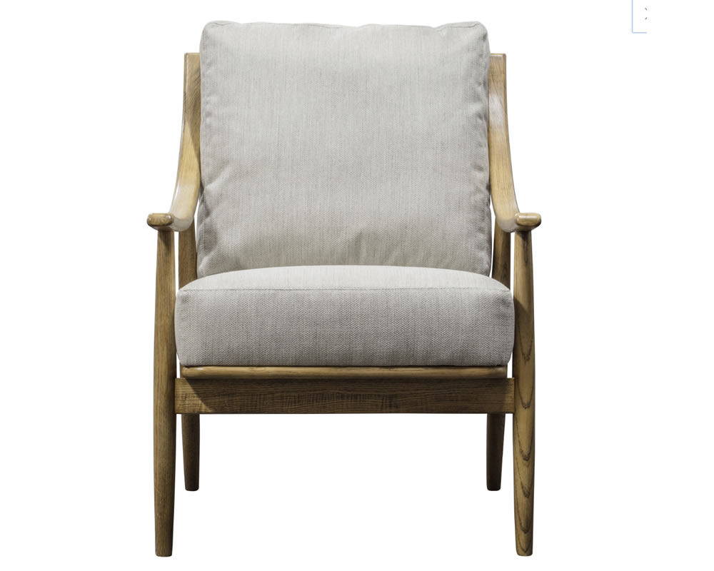 View Reliant Natural Linen Fabric Armchair With Solid Ash Wood Frame Elegant Curved Arms MidCentury Design Deeply Padded Seat Back Cushions information