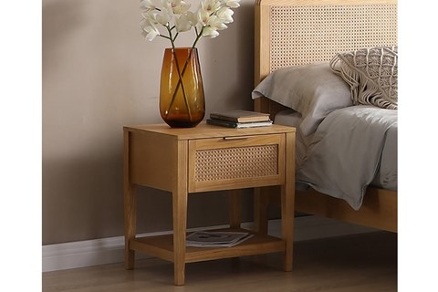 Ezra 1 Drawer Rattan Bedside Table