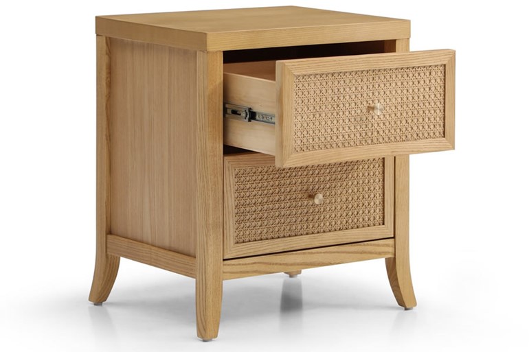 Ezra 2 Drawer Rattan Bedside Table
