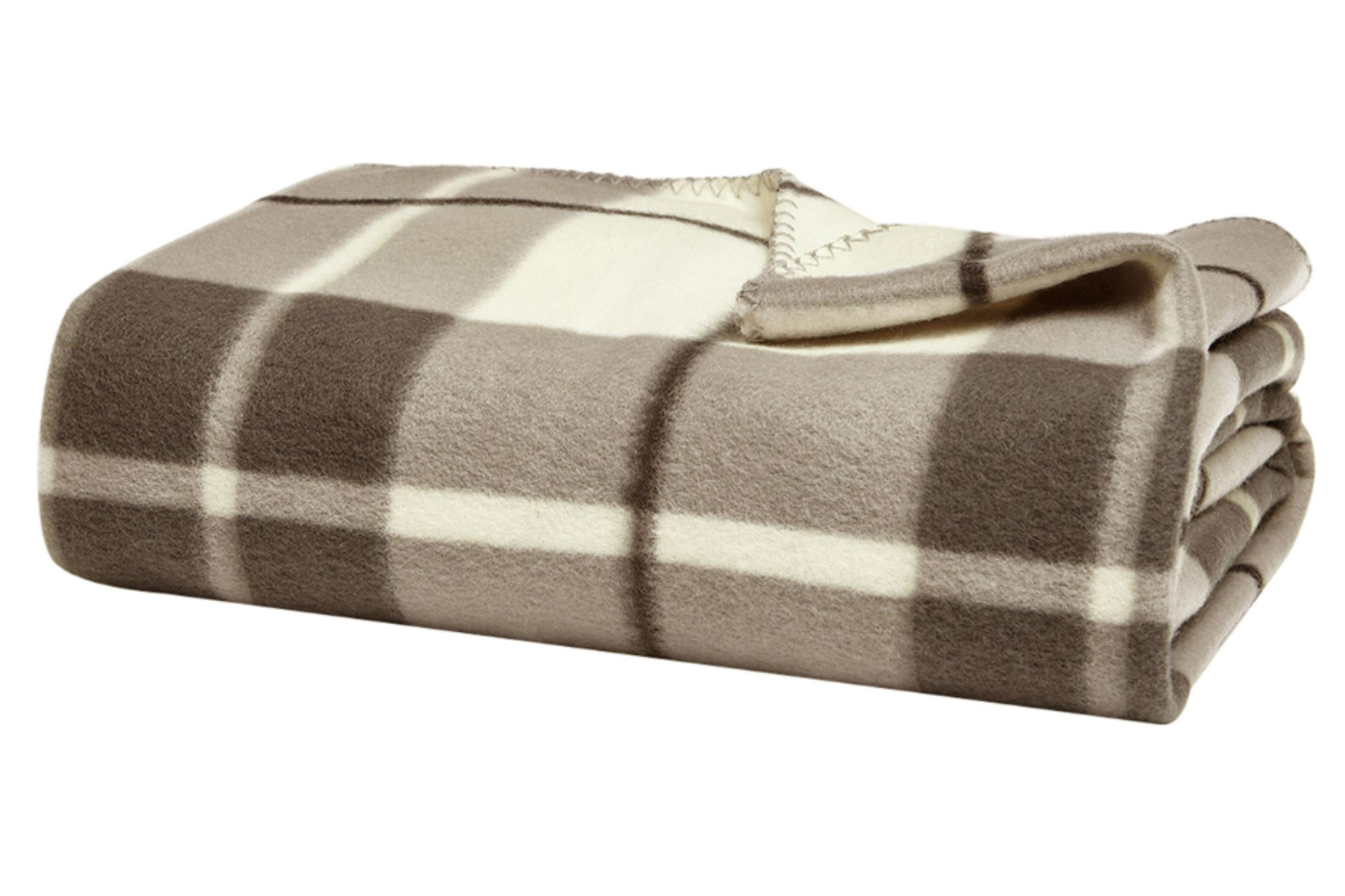 View Natural Checked Fleece Blanket 3 Sizes information