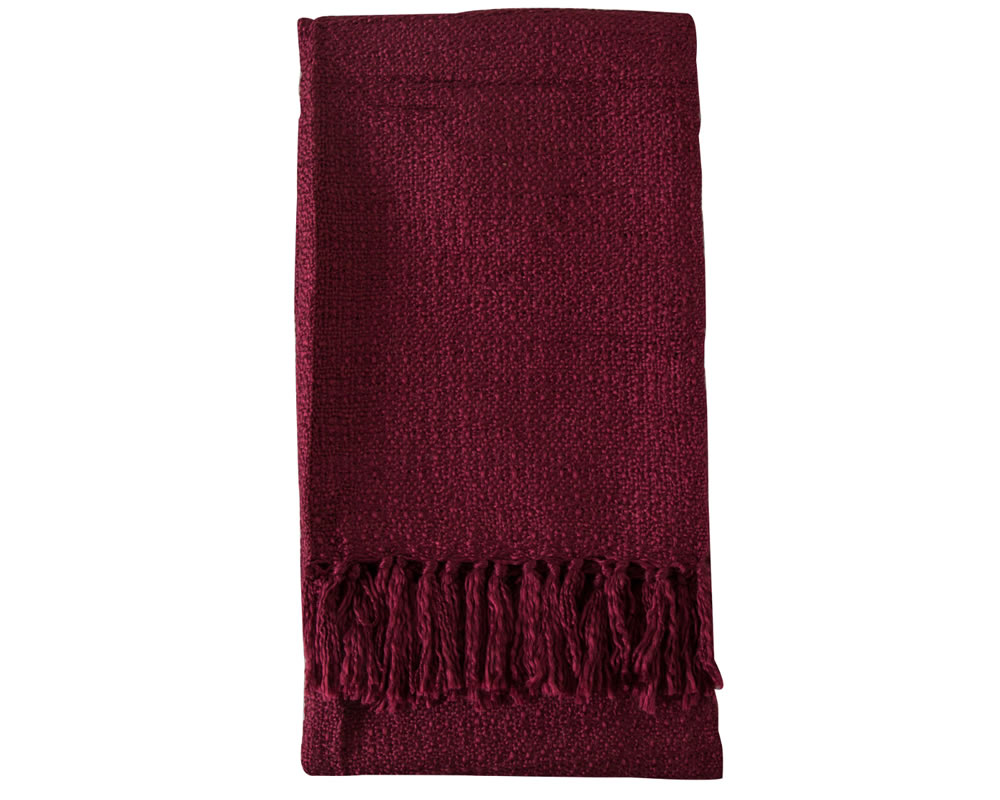 View Claret Acrylic Textured Knitted Throw 1300mm x 1700mm Ideal For Bed Or Sofa As A Throw Cosy Soft Touch Fabric information