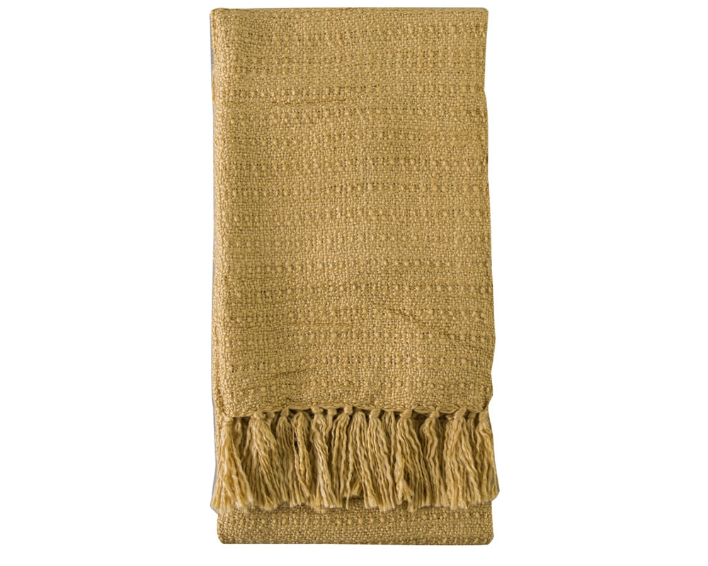 View Sandstone Yellow Acrylic Textured Knitted Throw 1300mm x 1700mm Ideal For Bed Or Sofa As A Throw Cosy Soft Touch Fabric information