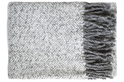 Herringbone Faux Mohair Throw - Grey 