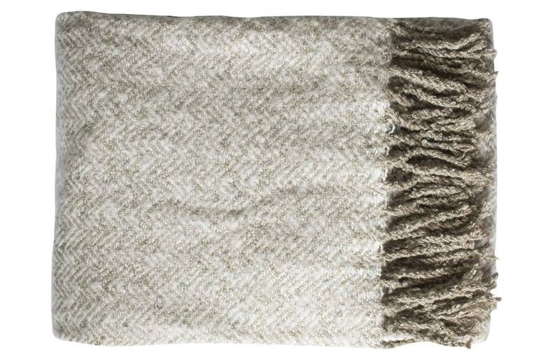 Herringbone Faux Mohair Throw