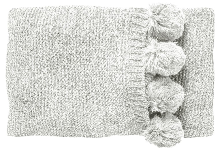 Knitted Pom Pom Throw