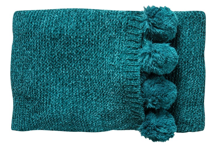 Knitted Pom Pom Throw