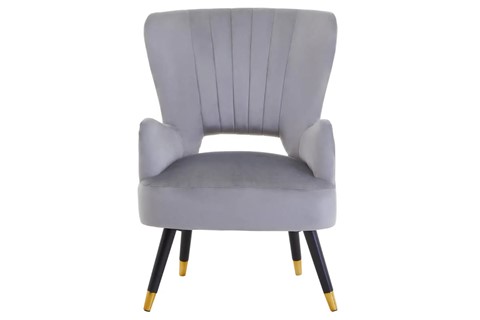Loretta Grey Velvet High Back Chair