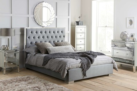 Chelsea  4'6'' Grey Fabric Bed
