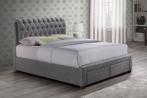 Valentino Fabric Bed - 5'0'' Kingsize Grey 