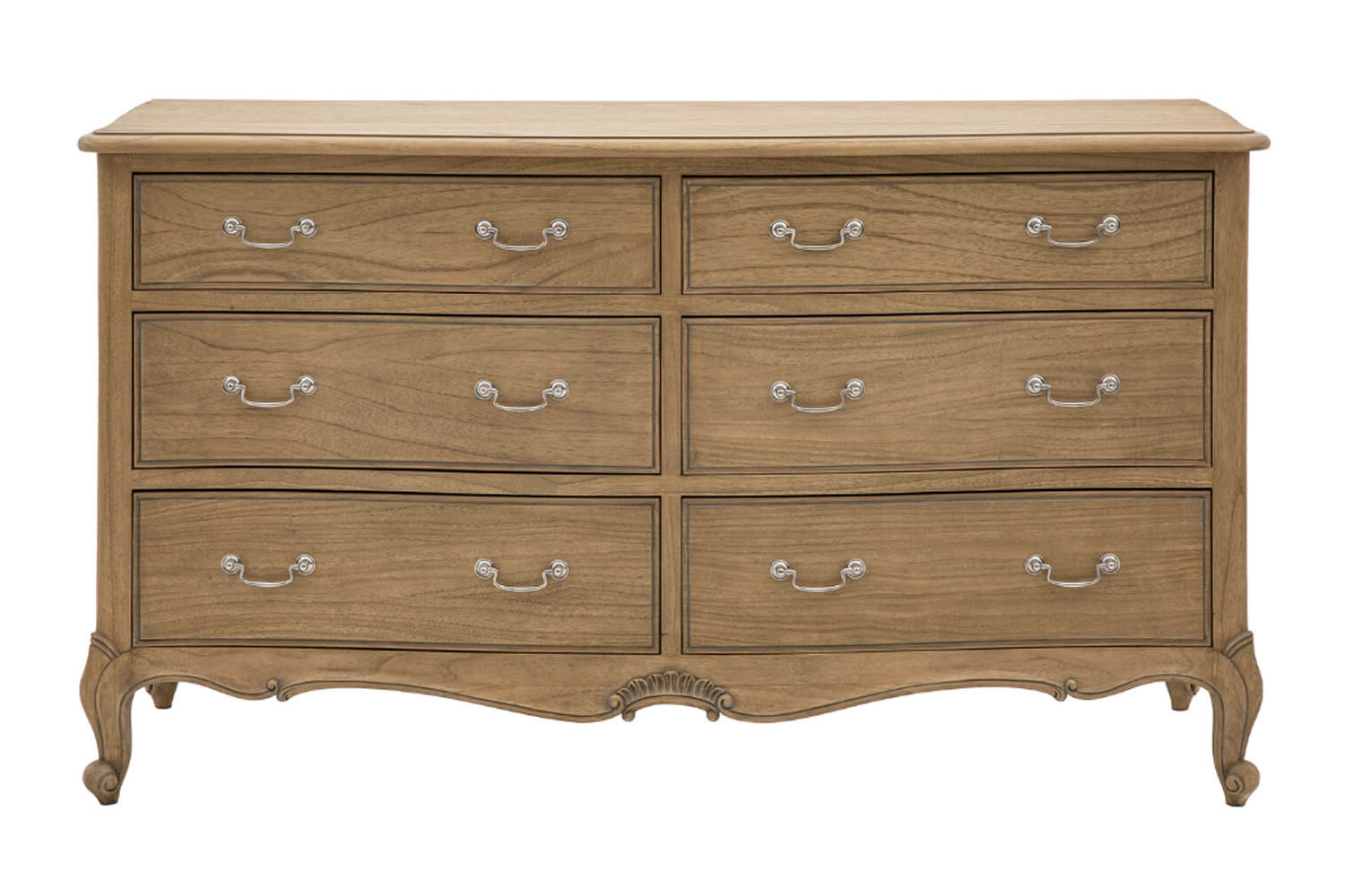 View Chic 6 Drawer Chest Weathered Wide Bedroom Storage Unit With Sliding Drawers Crafted From Solid Mindy Ash Traditional French Furniture Design information