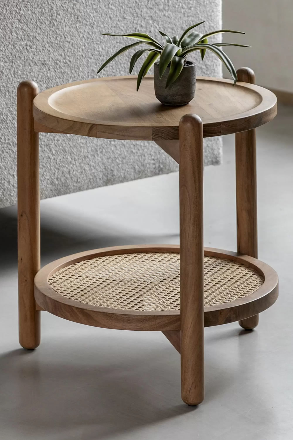 View Cannes 2Tier Side Table Crafted From Solid Acacia Wood Woven Rattan Lower Shelf For Extra Storage Boho Design Matching Furniture Available information