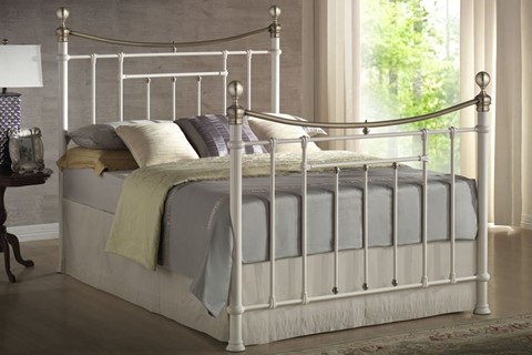 Bronte Metal Bed - 4'6'' Double Cream