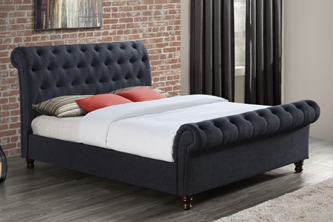 Castello Fabric Bed - 4'6'' Double Charcoal 