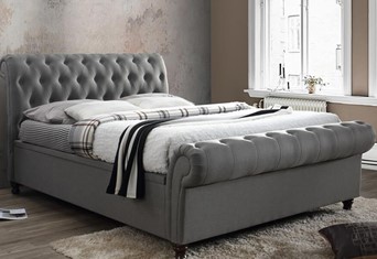 Castello Fabric Side Ottoman - 6'0'' Superking Grey 