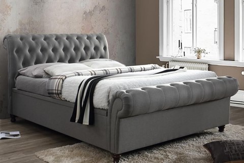 Castello Fabric Side Ottoman - 6'0'' Superking Grey 