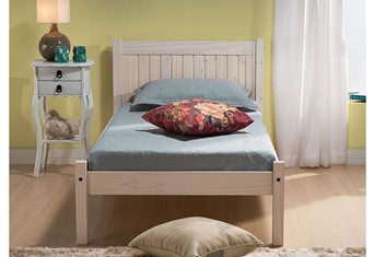 Rio Wooden Bed - 3'0'' Single White Washed
