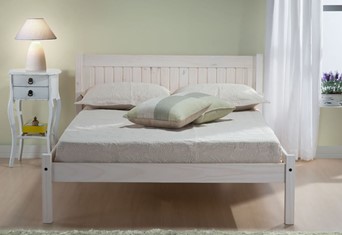 Rio Wooden Bed - 4'0'' Small Double White Washed 