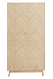 Herringford Oak 2 Door 1 Drawer Wardrobe