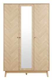 Herringford Oak 3 Door Wardrobe With Mirror