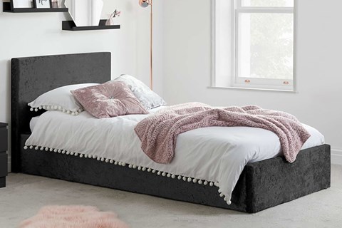 Berlin Fabric Ottoman - 3'0'' Single Black Velvet 