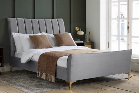 Clover Fabric Bed - 4'0'' Small Double Grey 