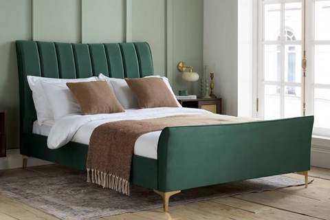 Clover Fabric Bed - 5'0'' Kingsize Green 