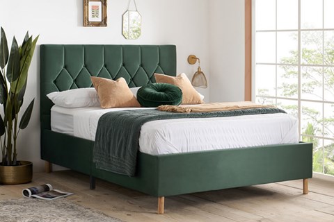 Loxley Fabric Bed - 4'0'' Small Double Green 