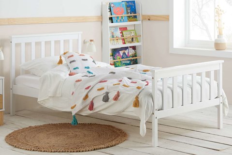 3'0'' Single White Wooden Bed Frame - Oxford