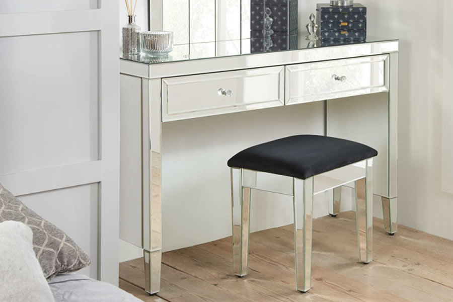 View Mirrored 2 Drawer Sideboard Dressing Table Crystal Handles Valencia information