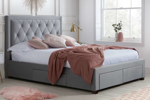 Woodbury Fabric Bedframe - 6'0'' Superking Grey 