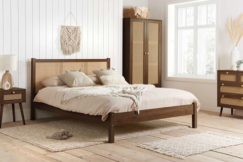 Croxley 5'0'' Kingsize Walnut Rattan Bed Frame