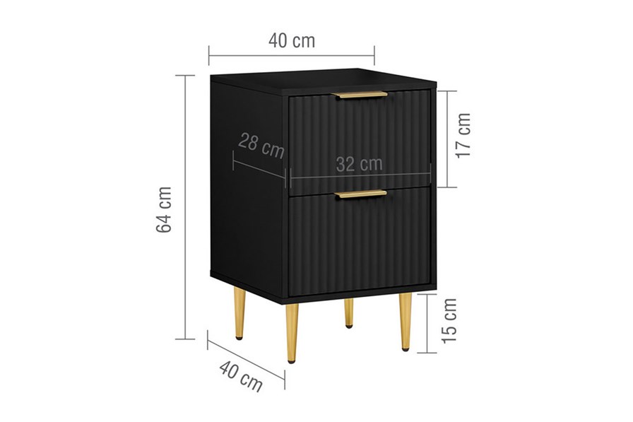 Zara 2 Drawer Bedside