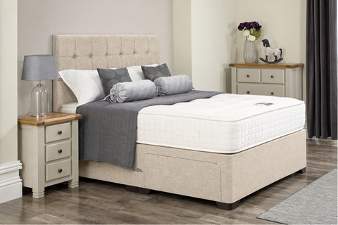 Elizabeth 2'6'' x 6'3'' Small Single Oatmeal Divan Set With Headboard (No Mattress)