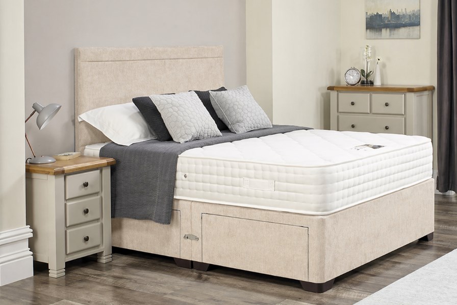 Arianna 2'6'' Small Single Oatmeal Divan Set With Headboard