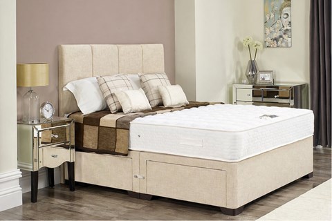 Ellie 2'6'' x 6'3'' Small Single Oatmeal Divan Set With Headboard (No Mattress)
