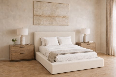 Soho 4'6'' Double White Clay Fabric Bed
