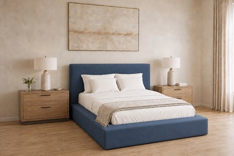 Soho 4'6'' Double Ink Blue Fabric Bed