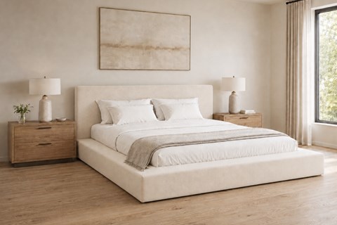 Soho 5'0'' King White Clay Fabric Bed